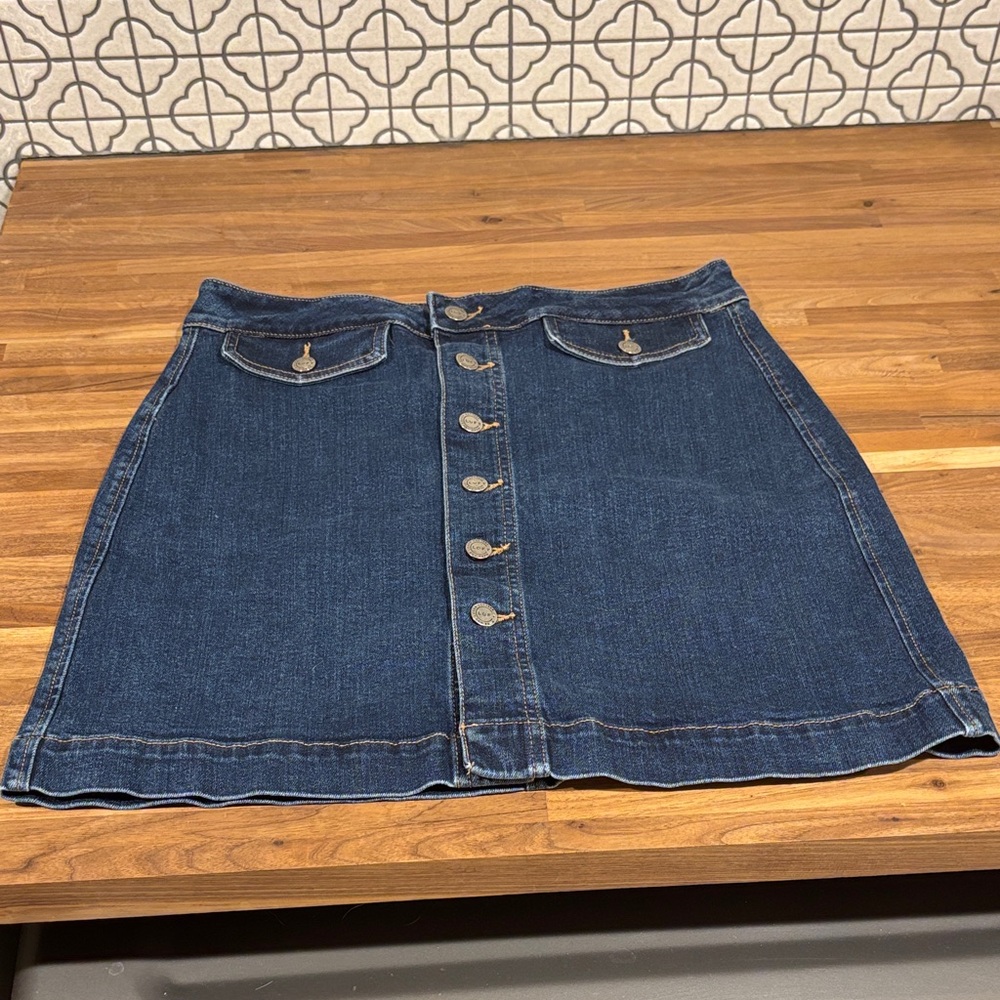 Denim Button-Front Skirt